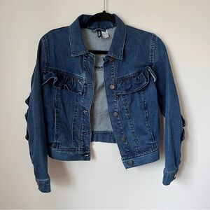 H&M ruffle detail denim jacket